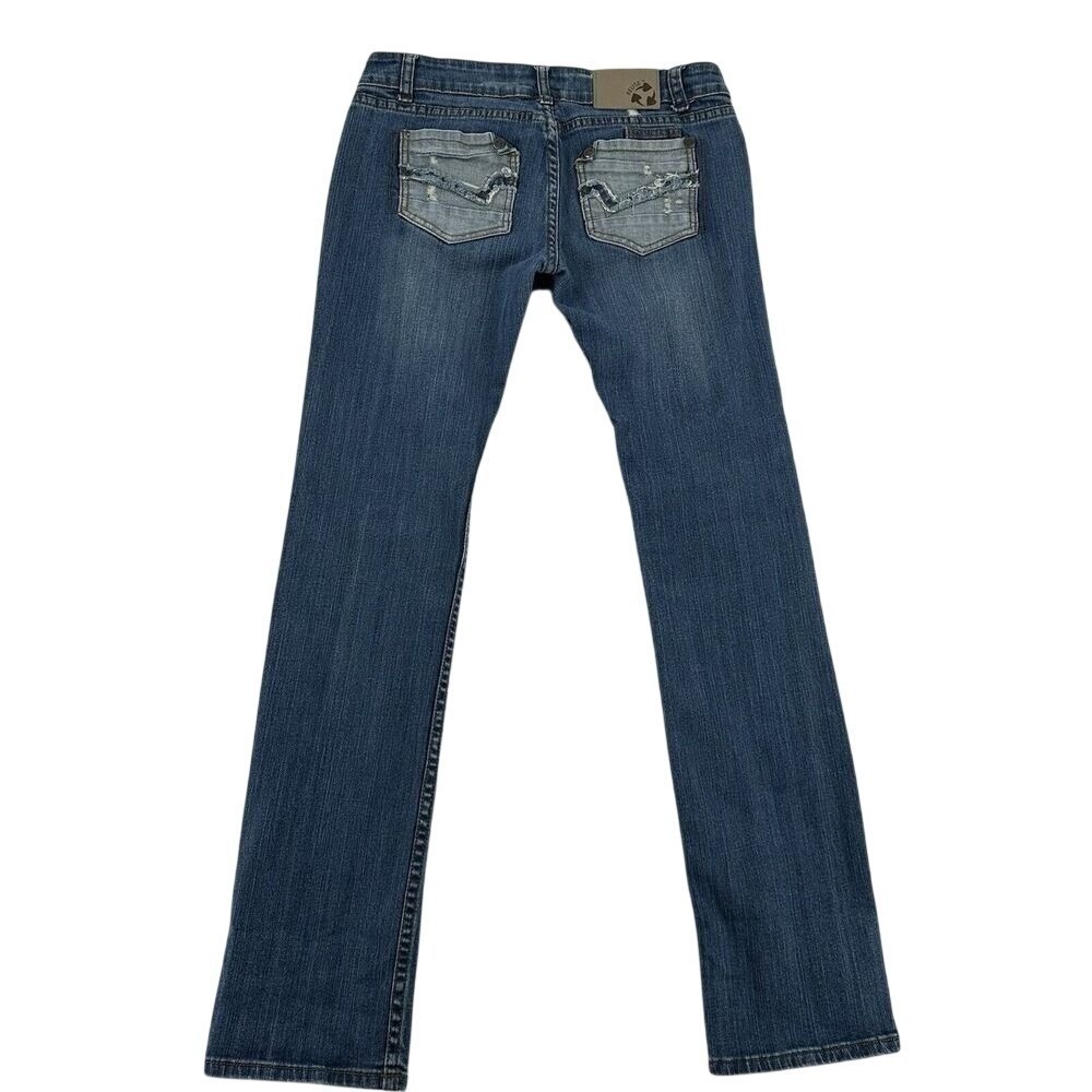 Reuse Jeans Straight Leg Medium Wash Distressed Mid Rise Denim Blue Womens 29